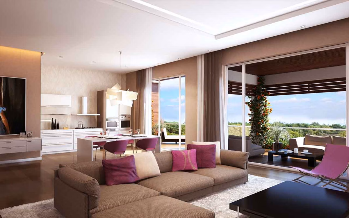 İstanbul Eser Residence oturma odası ve terası Küçükçekmece